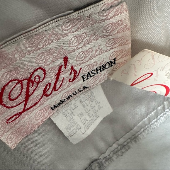 NWT Deadstock Vintage Silver Satin Slip Dress Y2K Maxi Gown with Lace Bust L - Picture 10 of 11